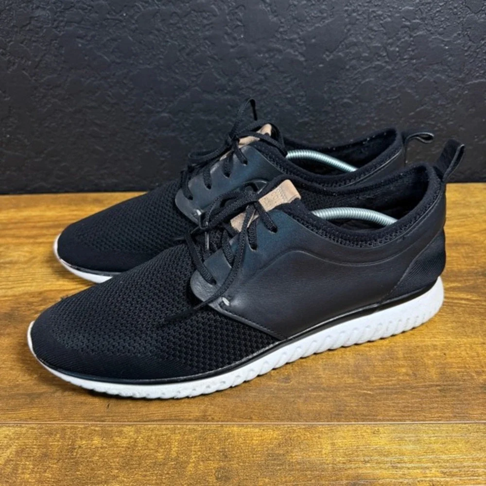 Cole Haan Zerogrand Stitchlite C26395‎ Black Knit Leather Sneaker Mens 11.5 M